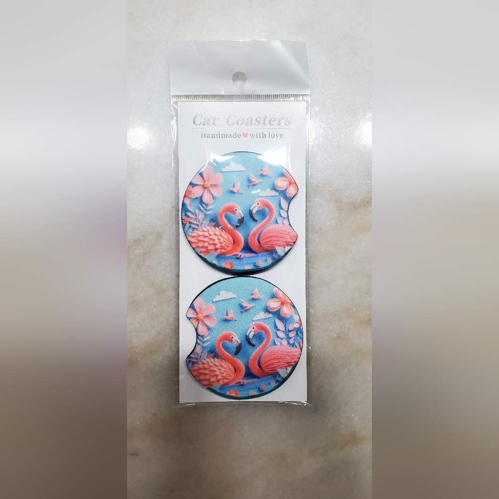 Flamingo car Coasters Set